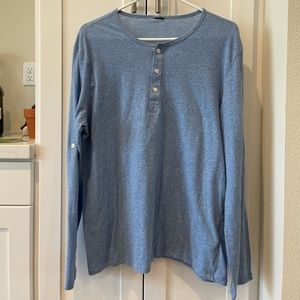 Men’s Large Long Sleeve Henley Shirt - Light Blue